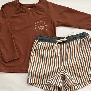 Rylee + Cru Gray and White Swim Set